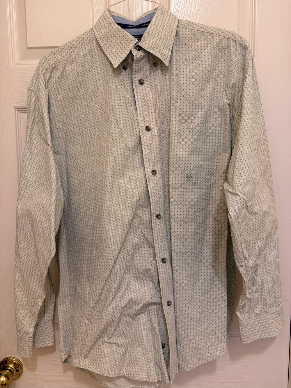 Wrangler Light Sage Green Micro-Print Button-Down Shirt